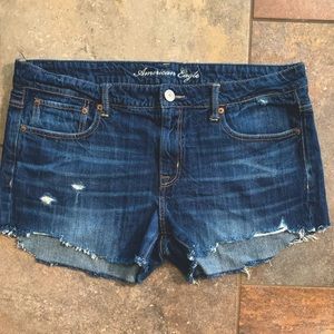 EUC AEO American Eagle Outfitters 14 Factory Distressed Denim Jean Shorts